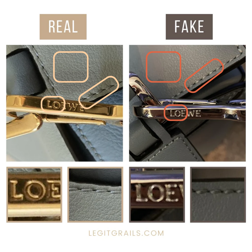 Loewe Puzzle Bag real vs fake: the puller