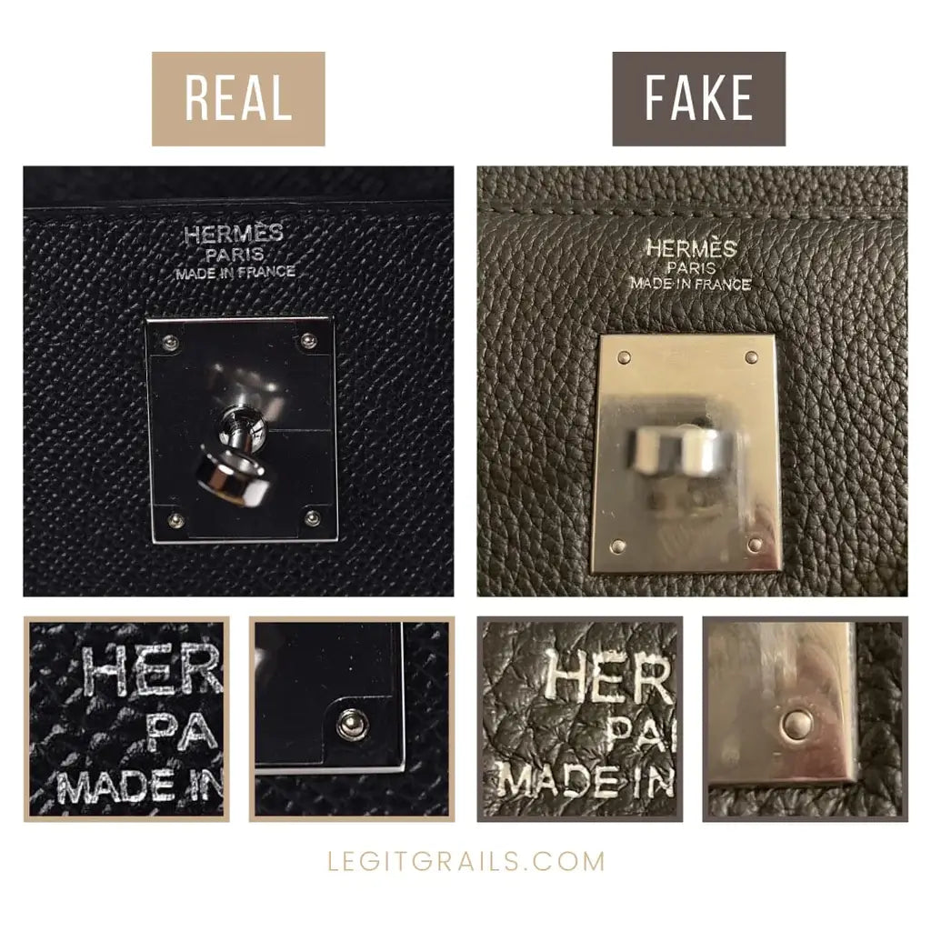 real vs. fake hermes logo example