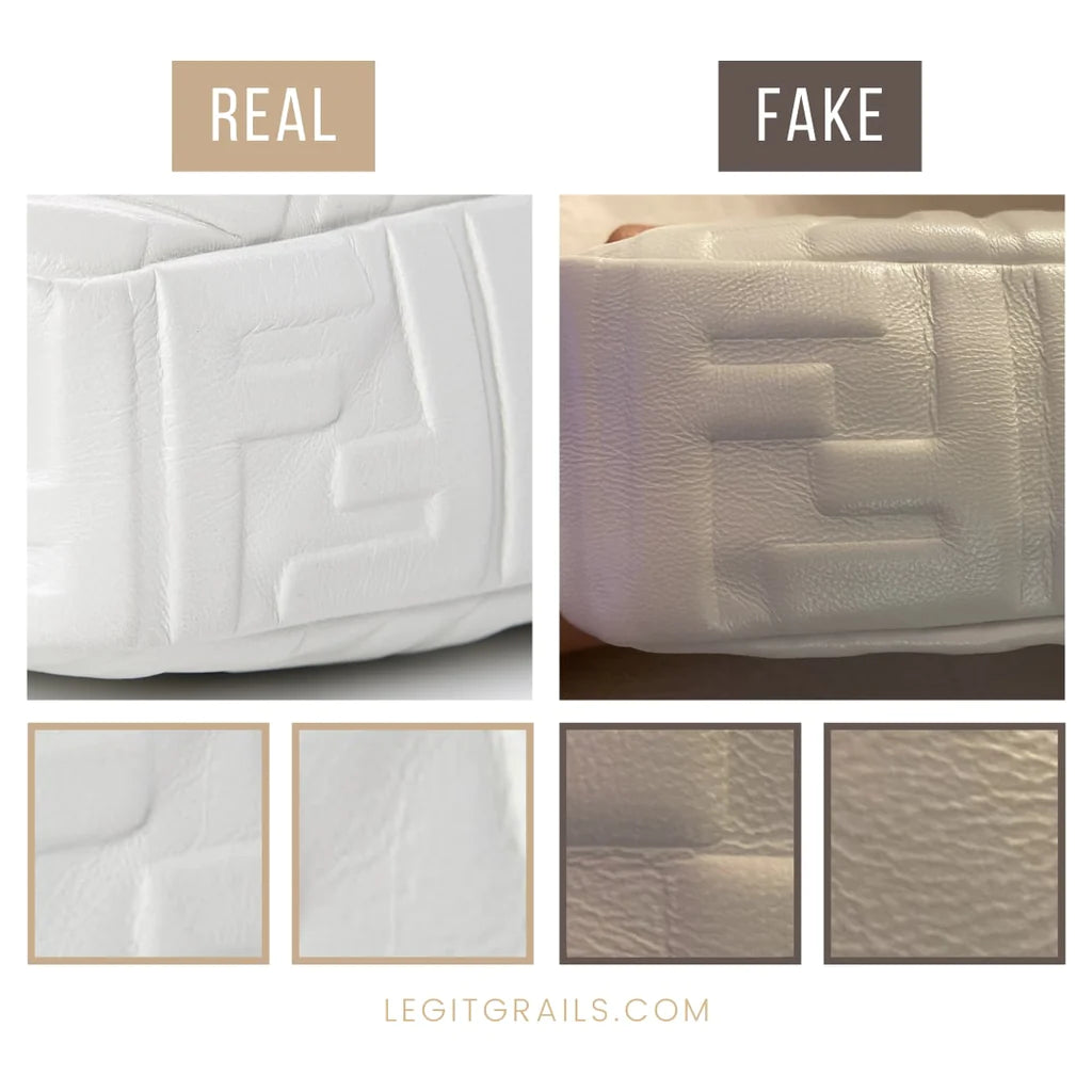 material quality comparison in real vs. fake Fendi Bags