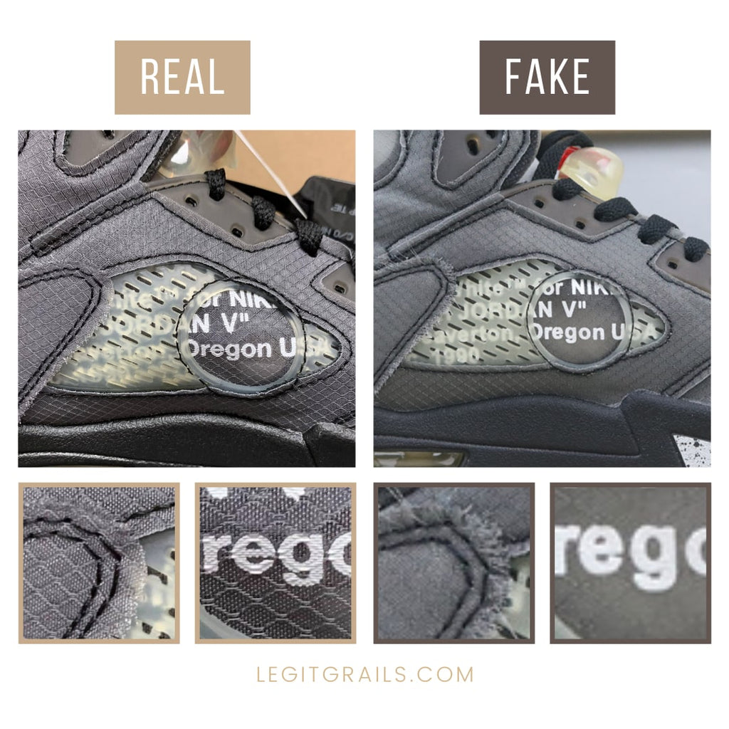 How To Spot Real Vs Fake Off White Jordan 5 Black – LegitGrails