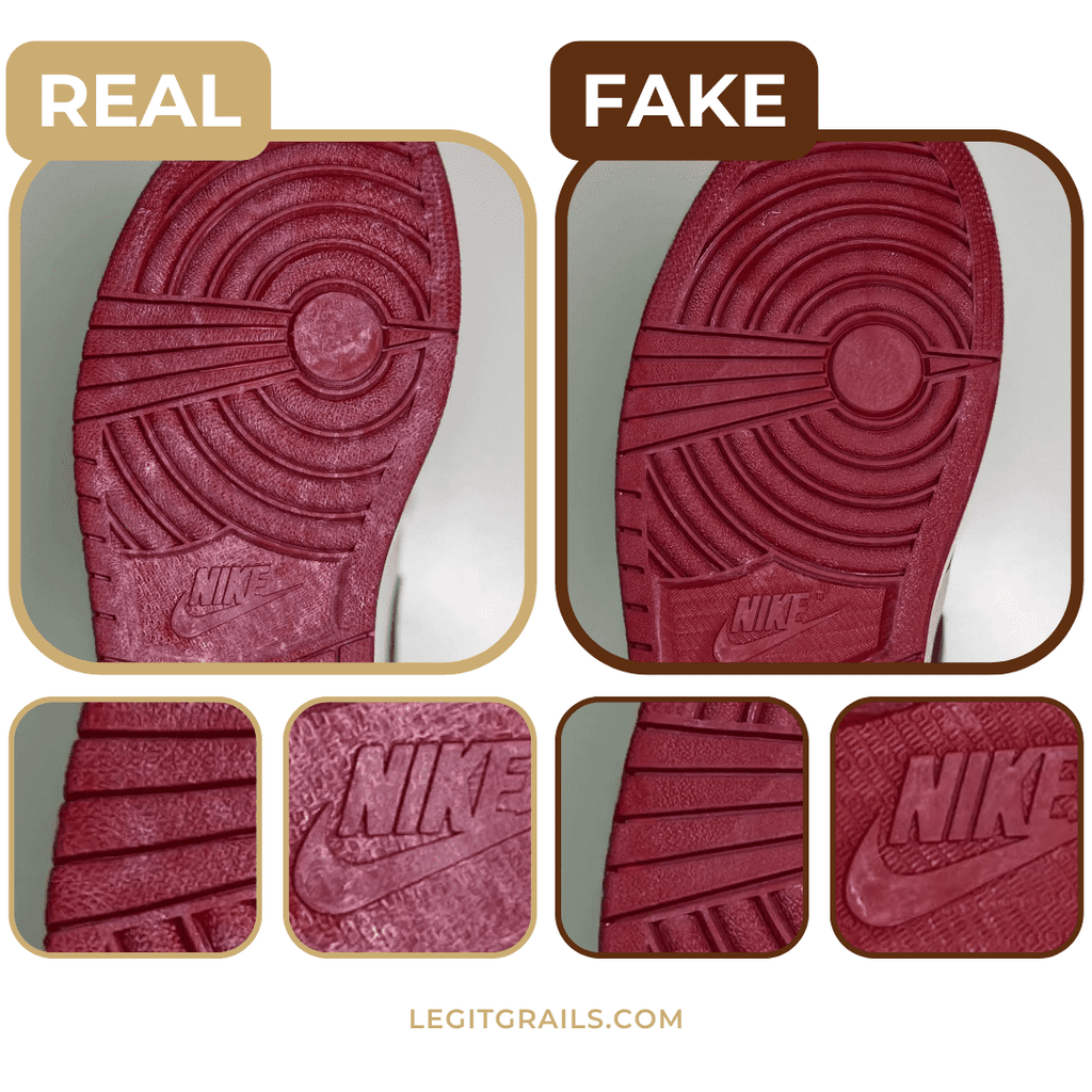 comparison of real and fake nike jordan soles