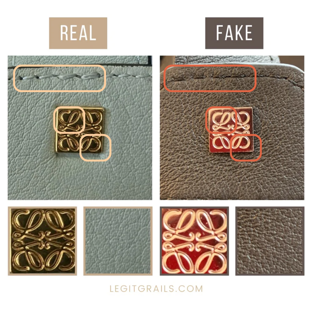 Loewe Puzzle Bag real vs fake: the metal anagram