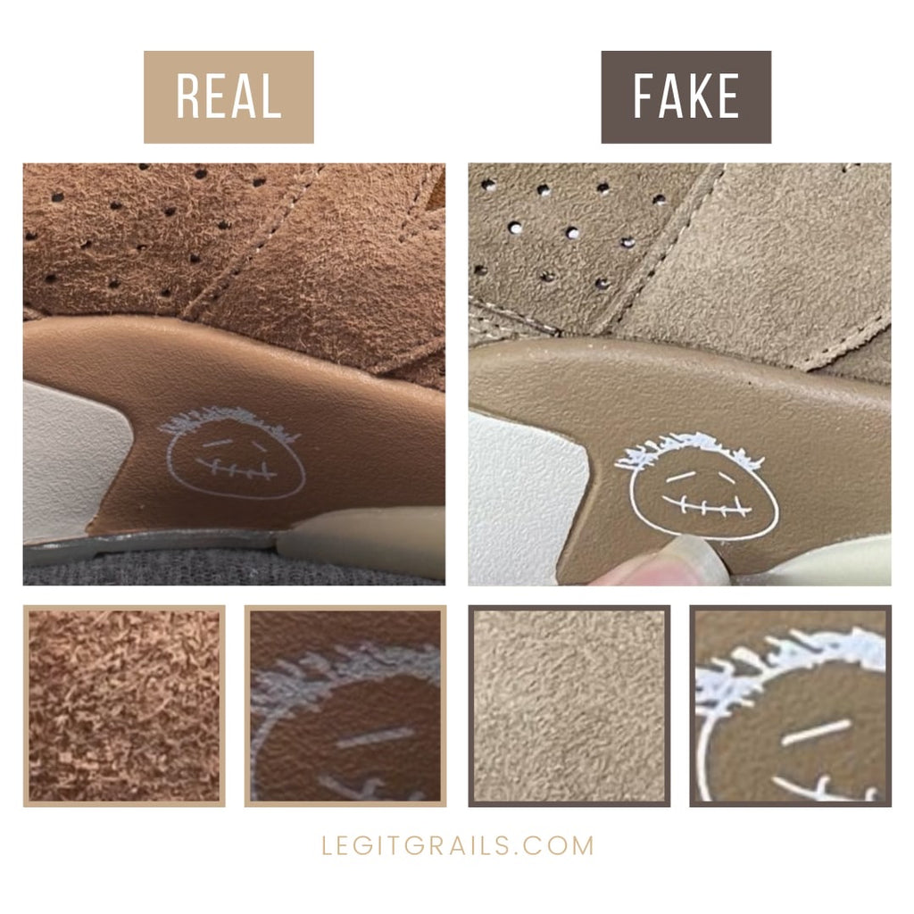 Real vs Fake Jordan 6 Travis Scott British Khaki – LegitGrails