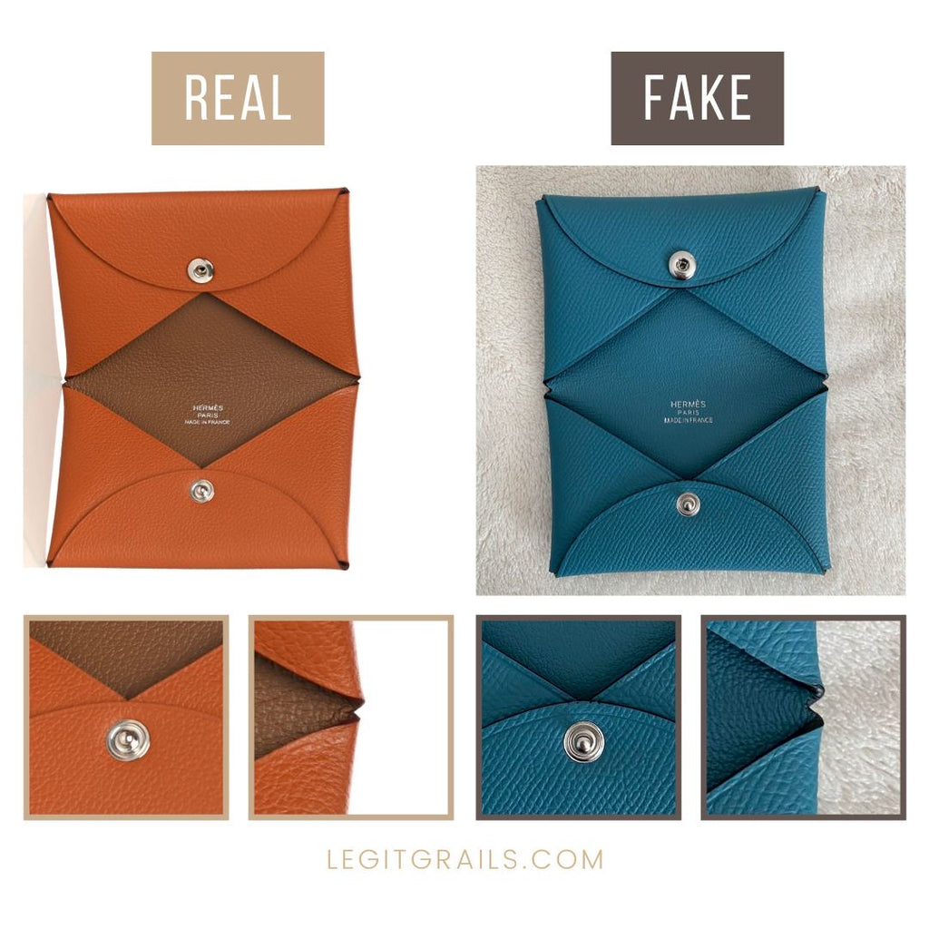 How To Spot Real Vs Fake Hermes Calvi Card Holder – LegitGrails