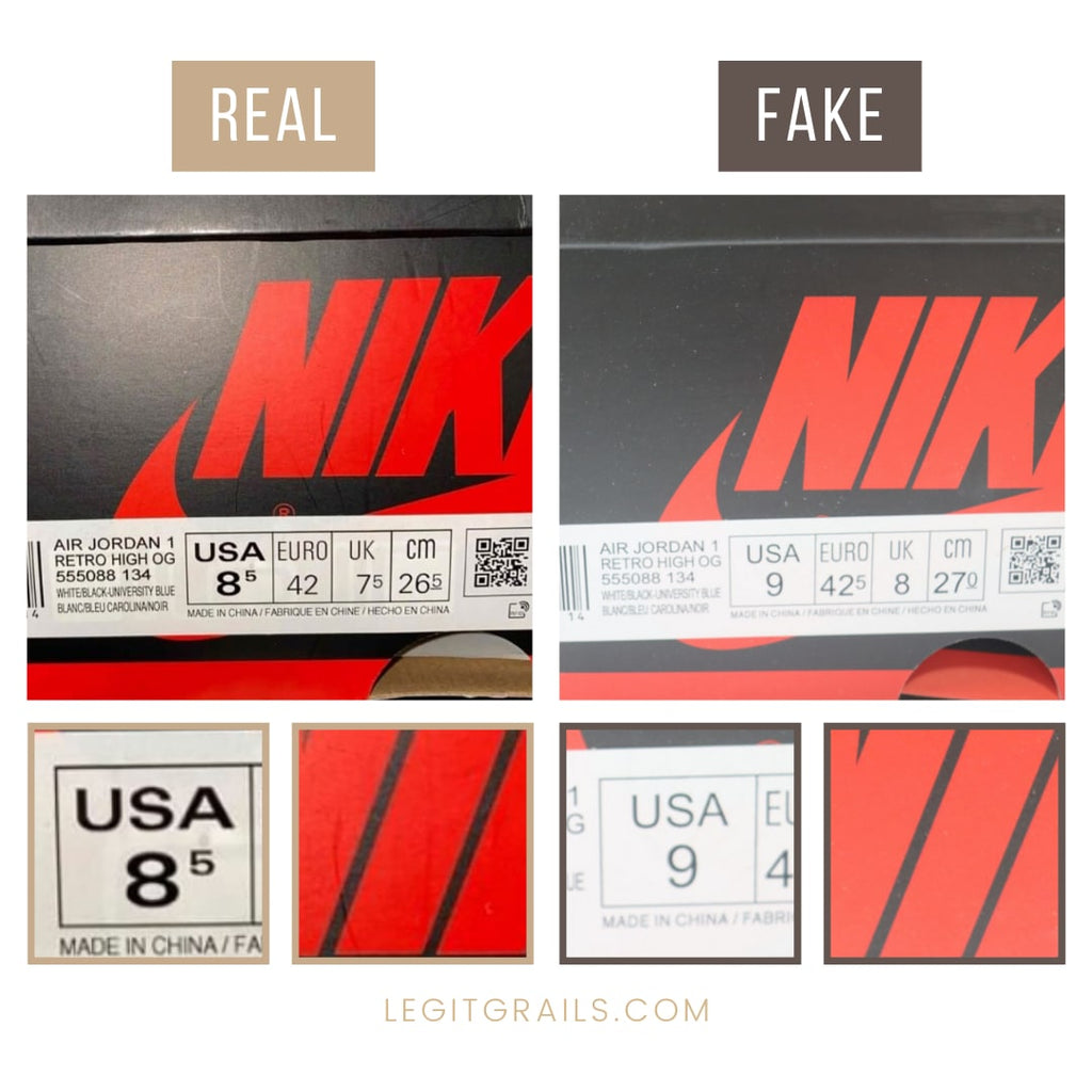 Real Vs Fake Jordan 1 University Blue: The Shoebox