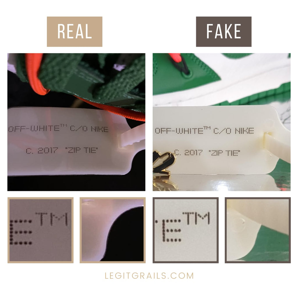 Real vs Fake Dunk Off White Pine Green