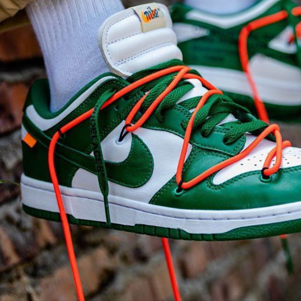 off white nike dunk low pine green