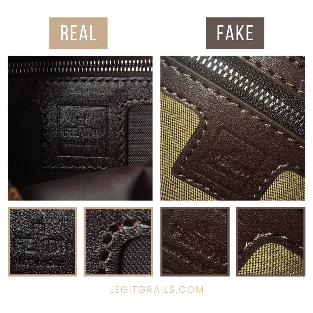 fake vs. real stitching comparison in Fendi bags