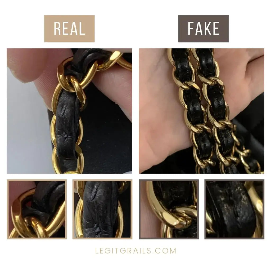 identifying a fake Chanel bag by looking at the chain straps