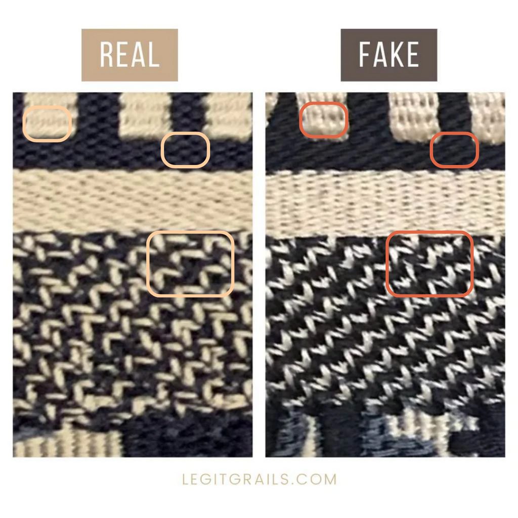 Dior Book Tote: real vs fake embroidery