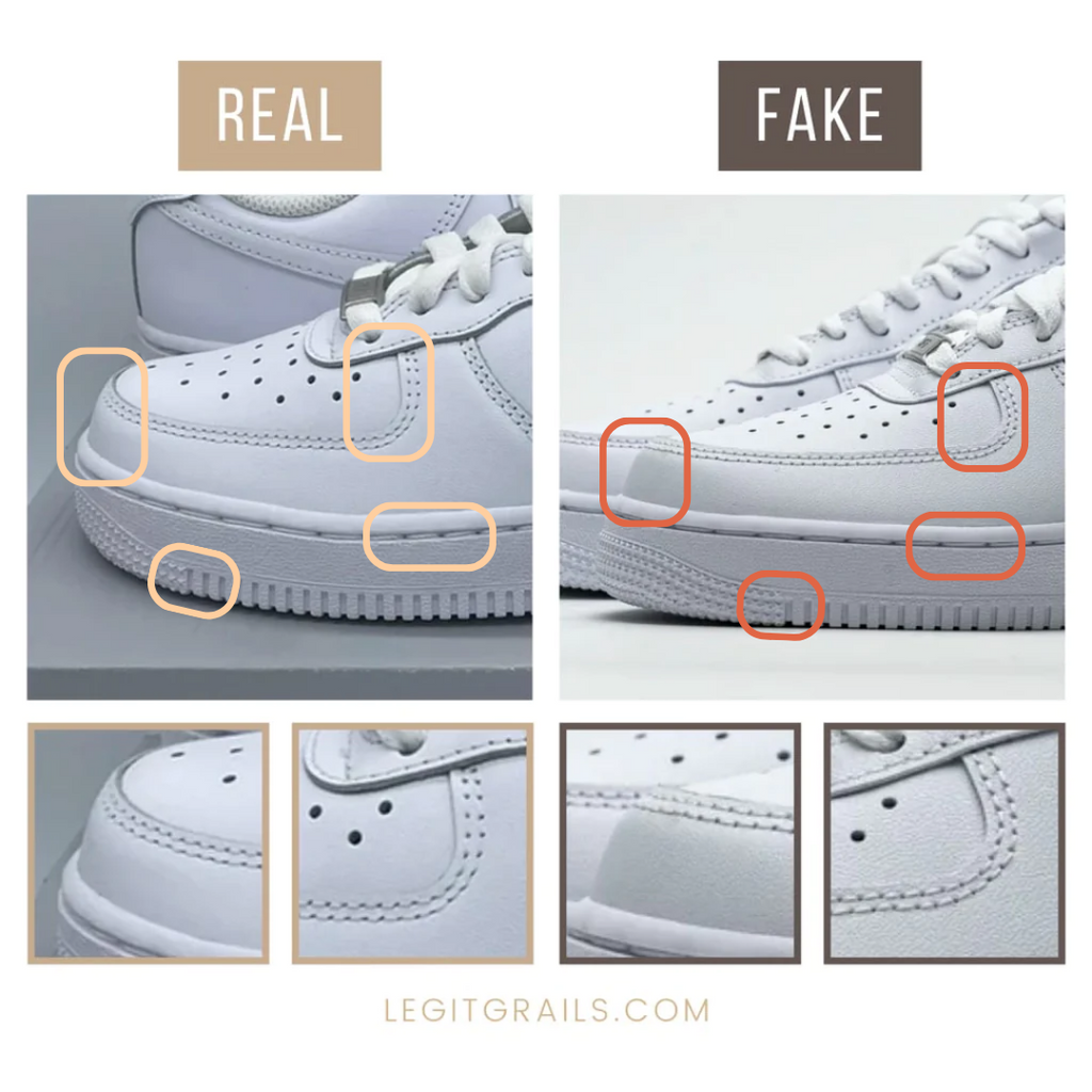 Nike Air Force 1 Low real vs fake: the front