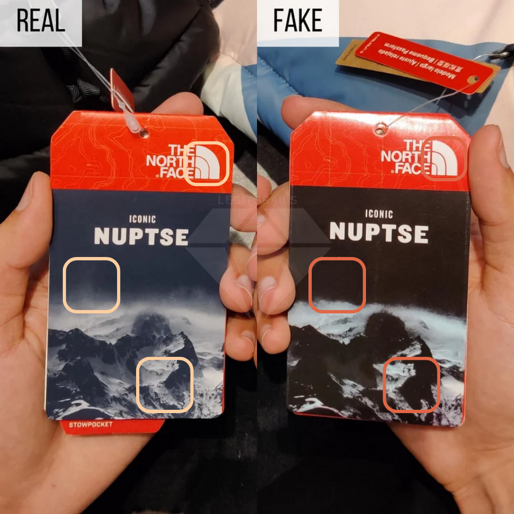 The North Face paper tag real vs fake