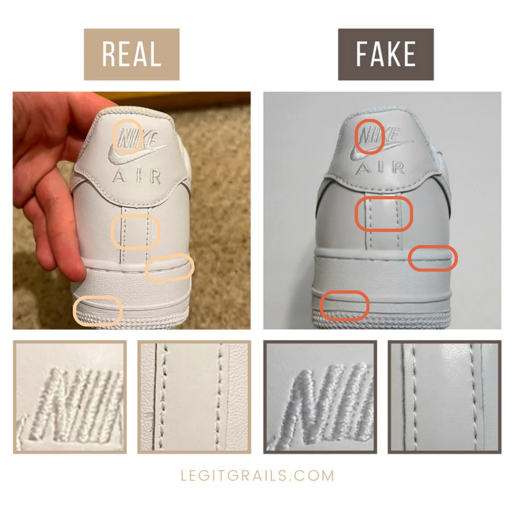 Nike Air Force 1 Low real vs fake: the heel counter