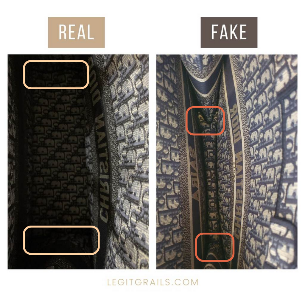 Dior Book Tote: real vs fake interior