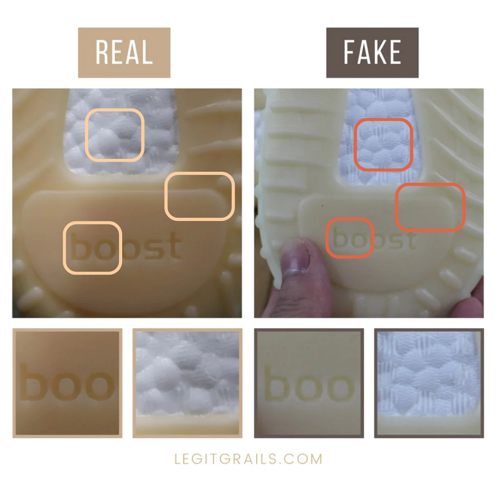 Yeezy boost outsole real vs fake comparison