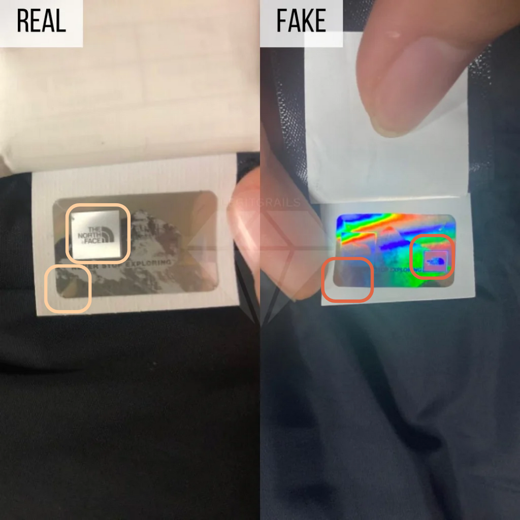 The North Face hologram tag comparison
