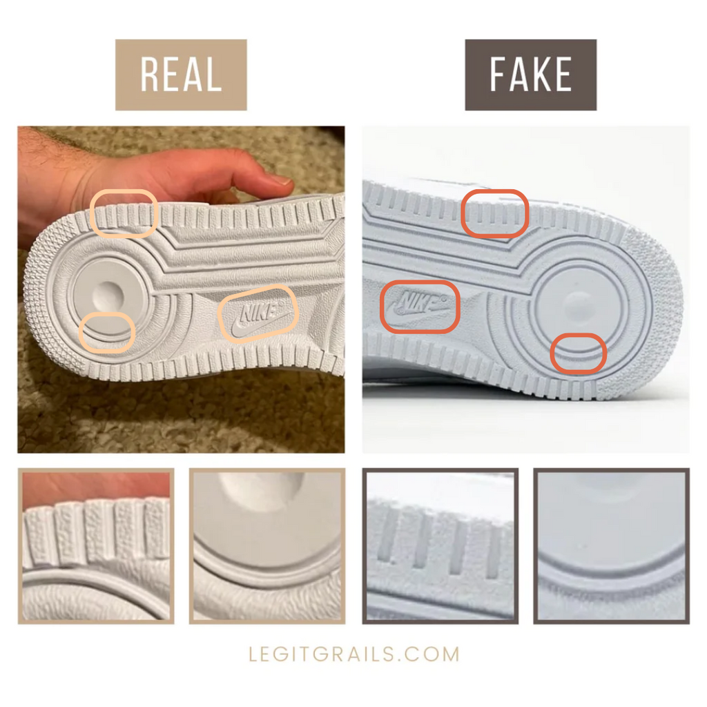 Nike Air Force 1 Low real vs fake: the sole