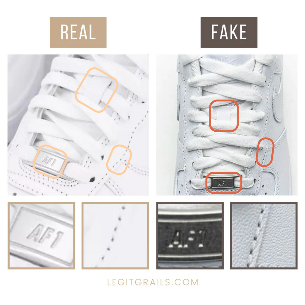 Nike Air Force 1 Low real vs fake: the stitching