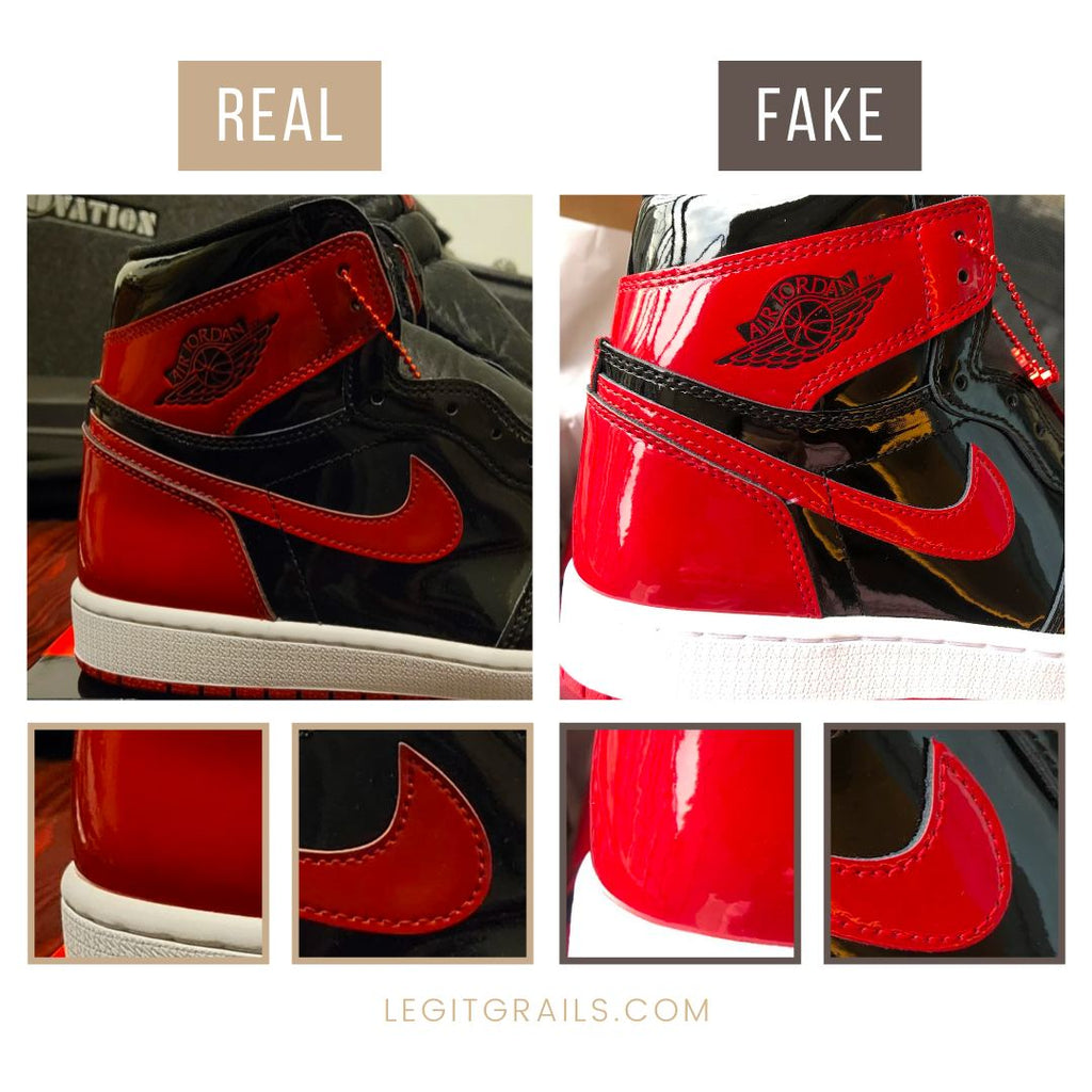 vs Fake Jordan 1 Bred Patent 