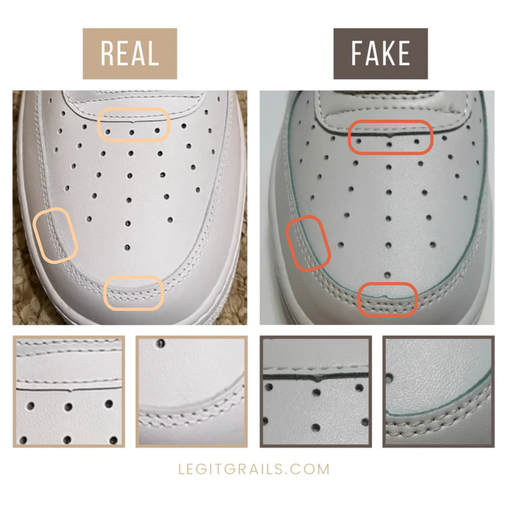 Nike Air Force 1 Low real vs fake: the toe box