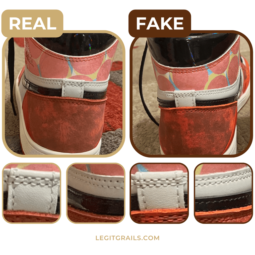 jordan 1 heel counter comparison of real and fake sneakers