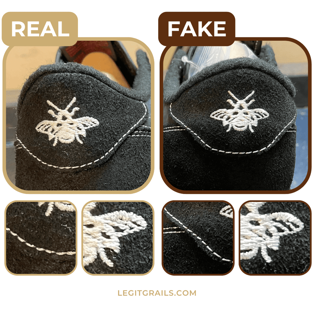 bee logo heel embroidery comparison