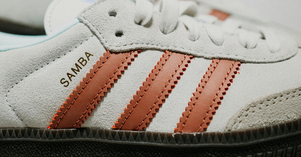 Adidas white and orange Samba shoes