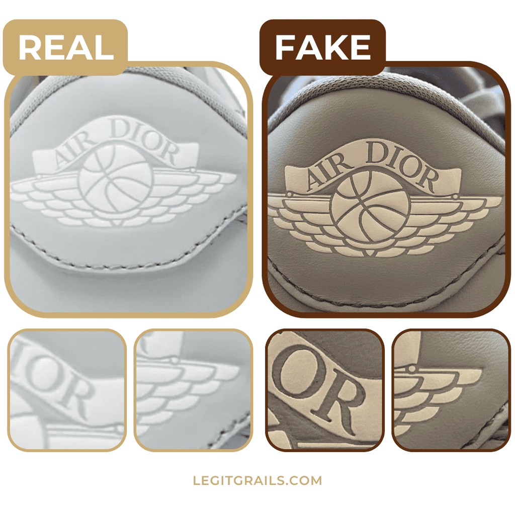 real vs. fake Air Dior logo