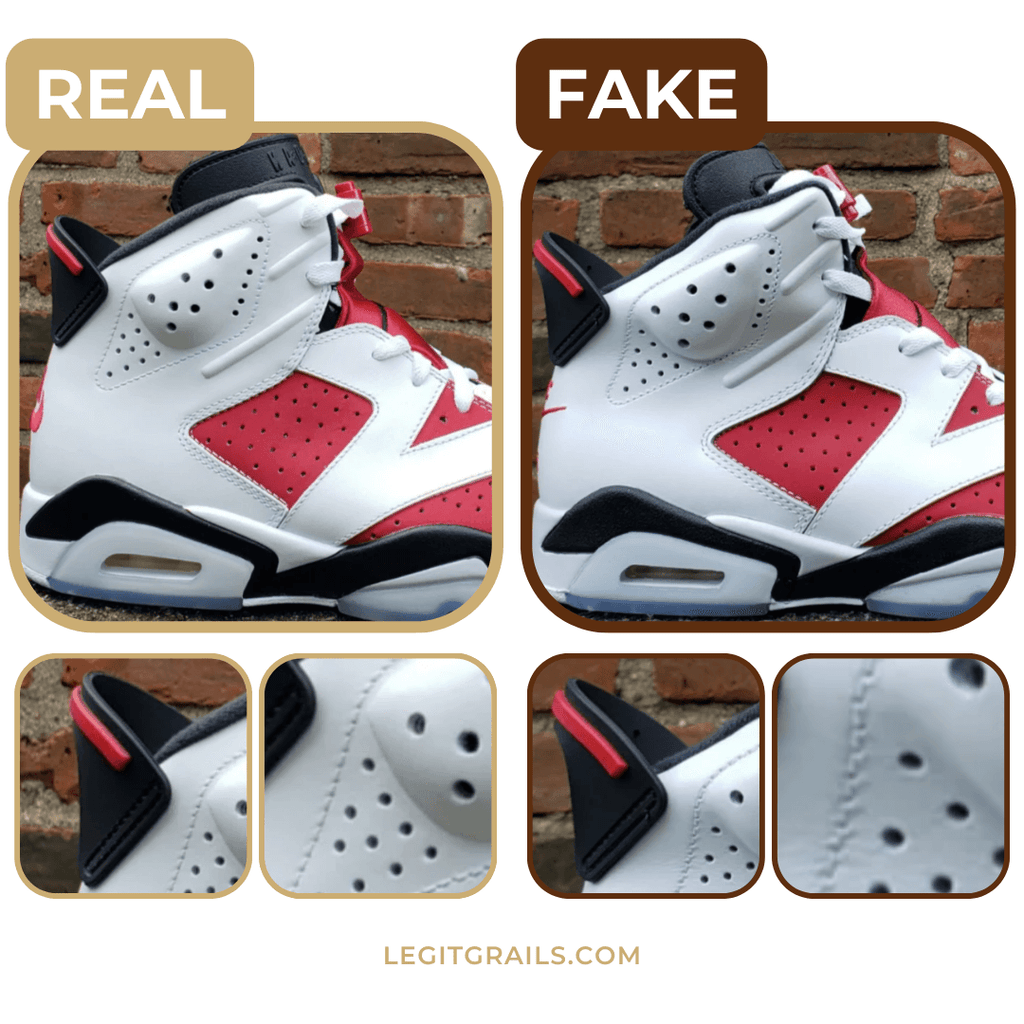 an example of real vs. fake Jordan 6s