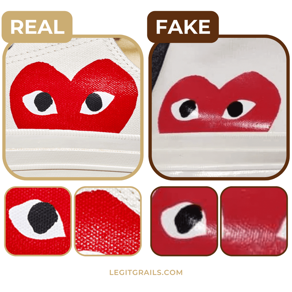 fake vs real Comme des Garcons logo