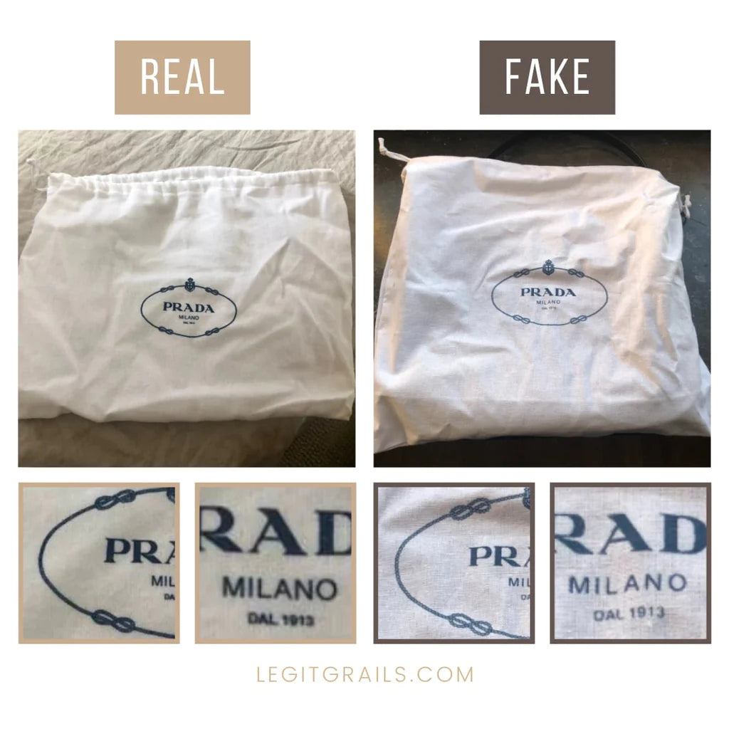 example of fake vs real Prada packaging