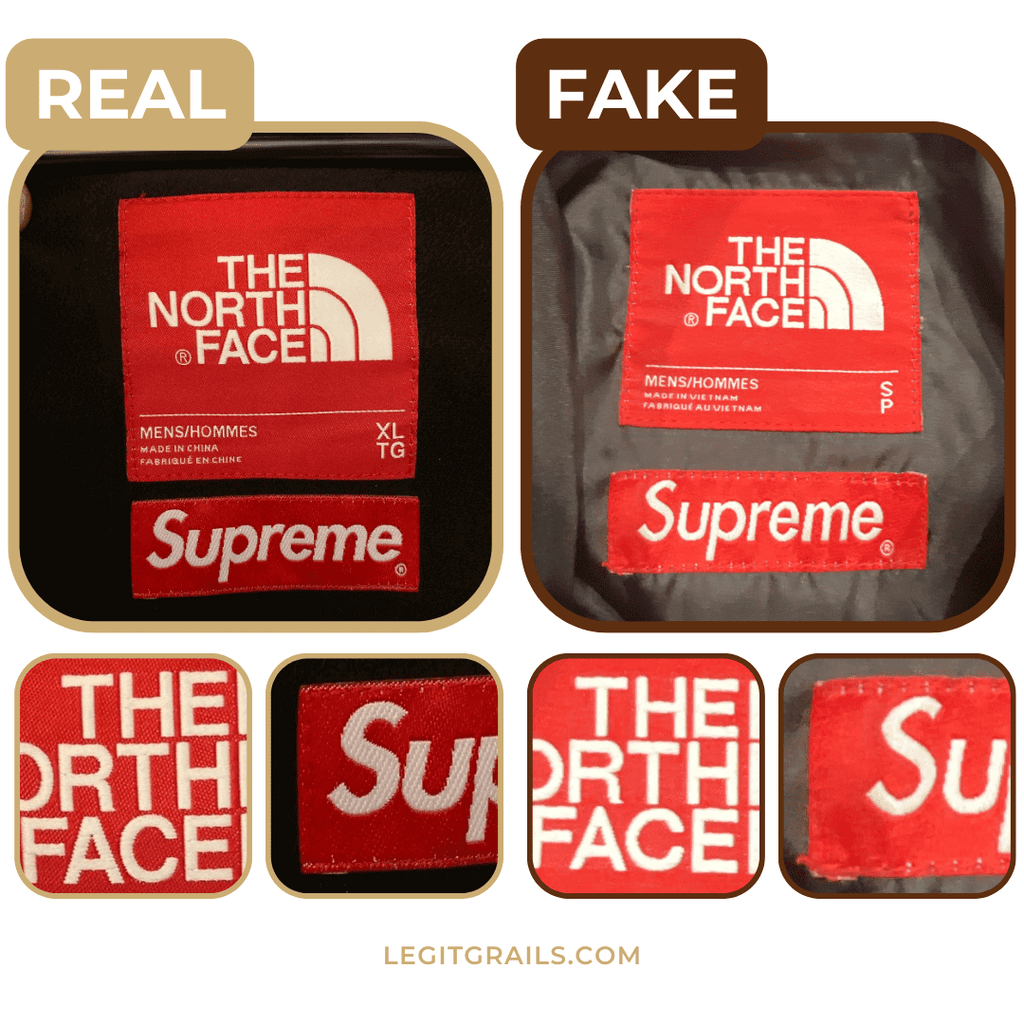 Step 2: Real vs fake Supreme x Louis Vuitton neck tag