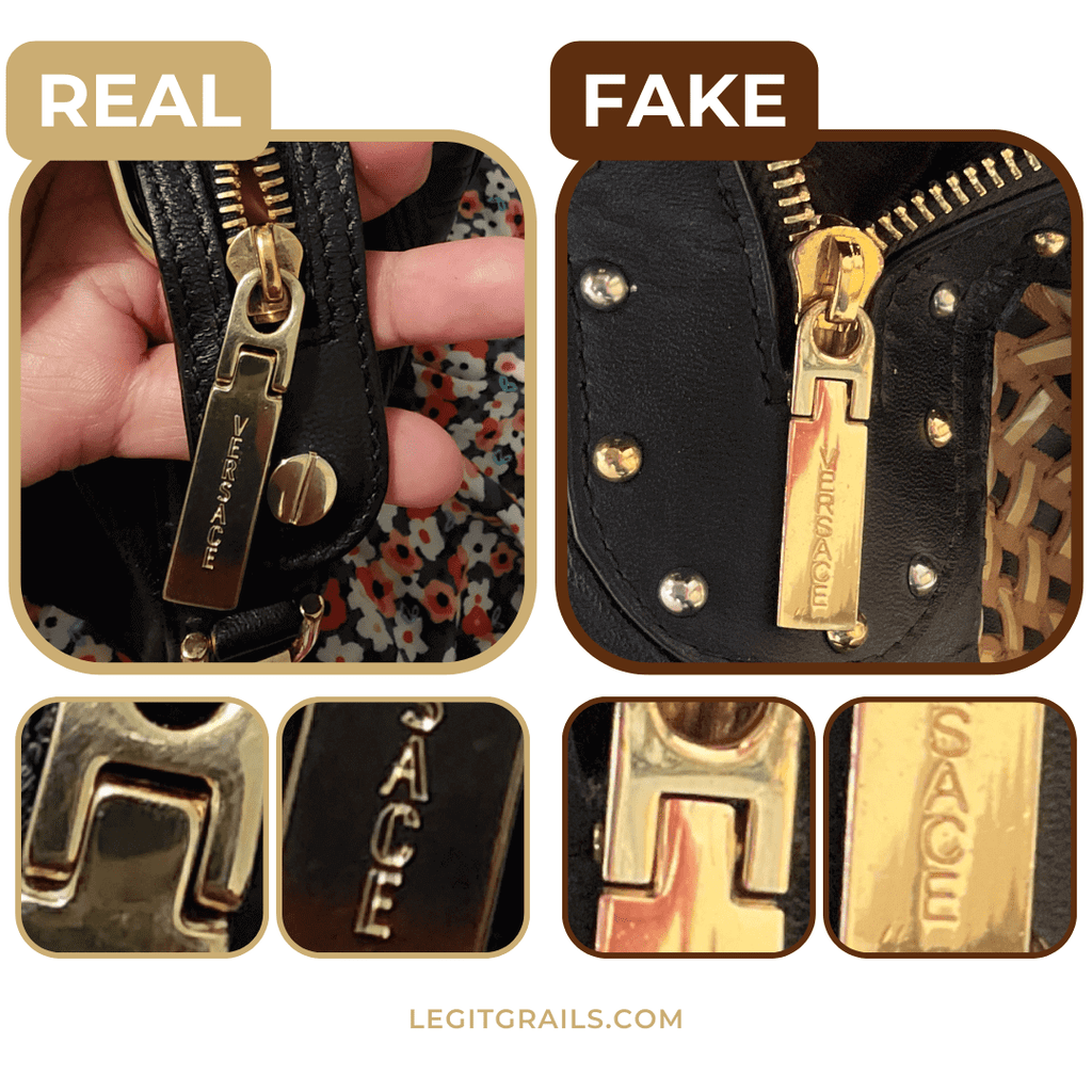example of fake vs real Versace hardware