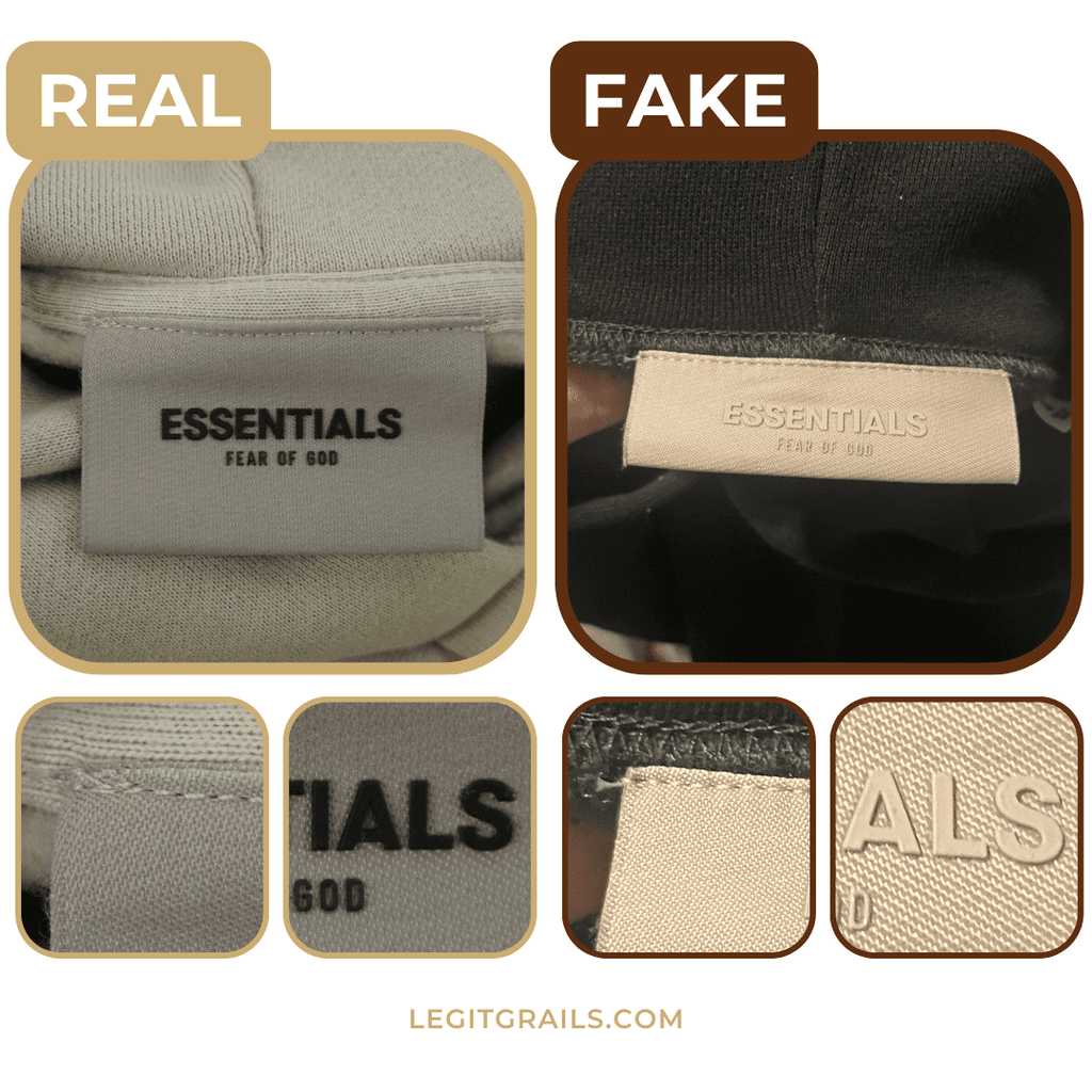FOG essentials hoodie real vs fake neck tags