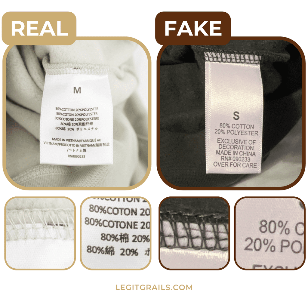 FOG Essentials Hoodie real vs fake wash tags