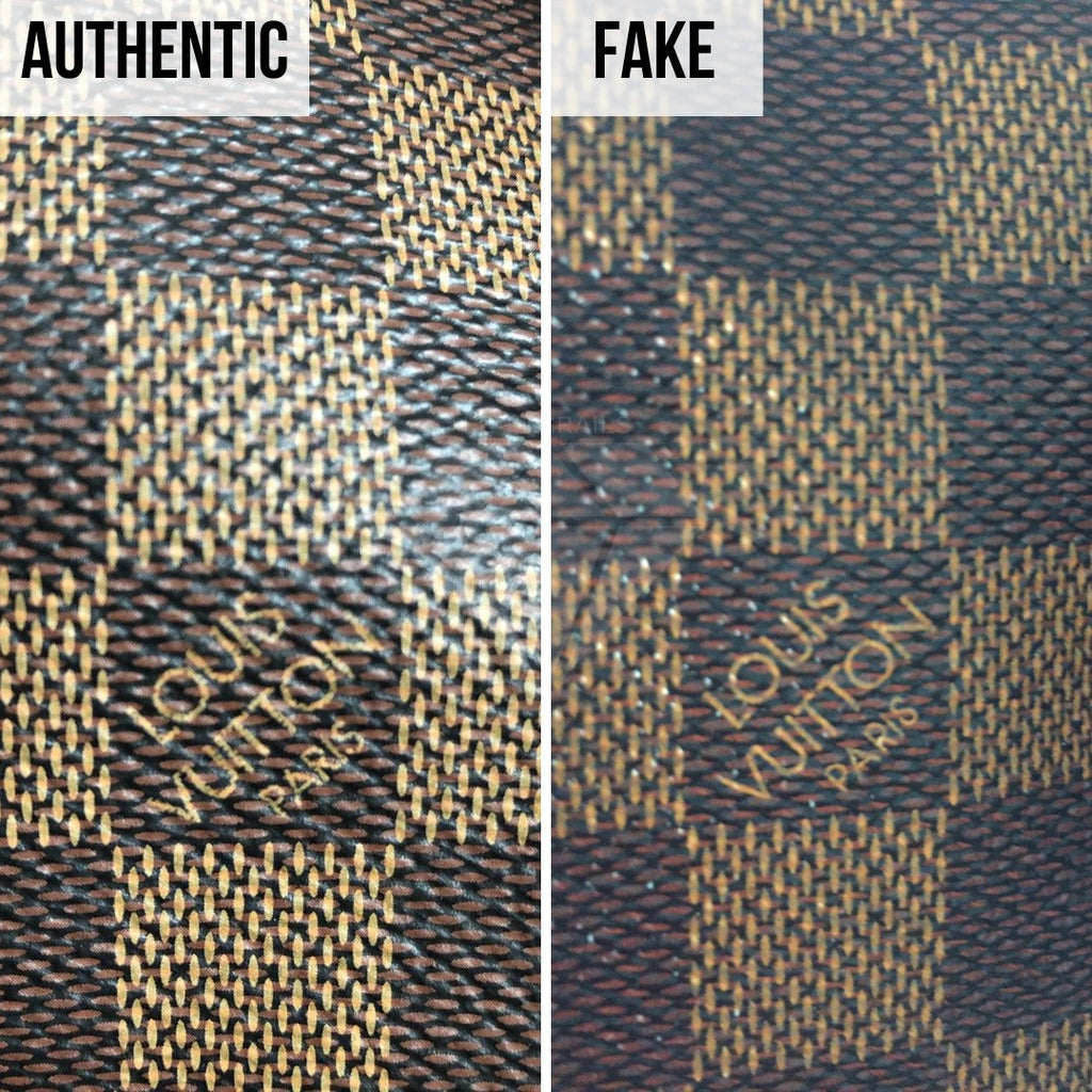 Authentic vs Fake Louis Vuitton Speedy B 25 Damier Ebene Comparison 