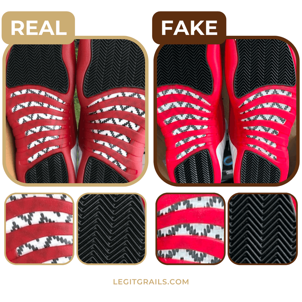 Real vs Fake Jordan 12 sole pattern