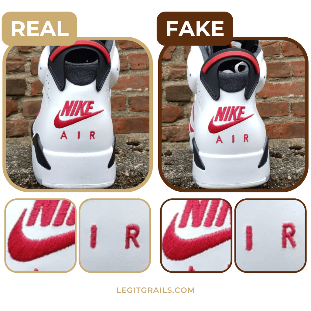 Jordan 6 fake vs real heel