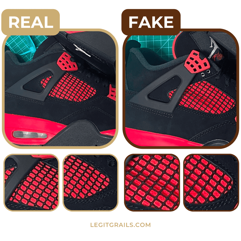 How To Spot Real Vs Fake Jordan 4 Red Thunder Legitgrails 