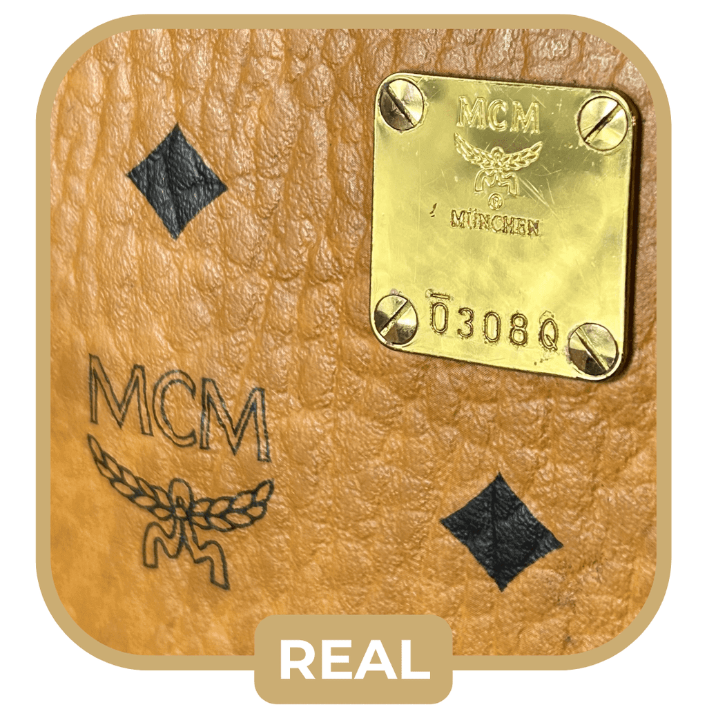 an example of an authentic logo on MCM Backpack