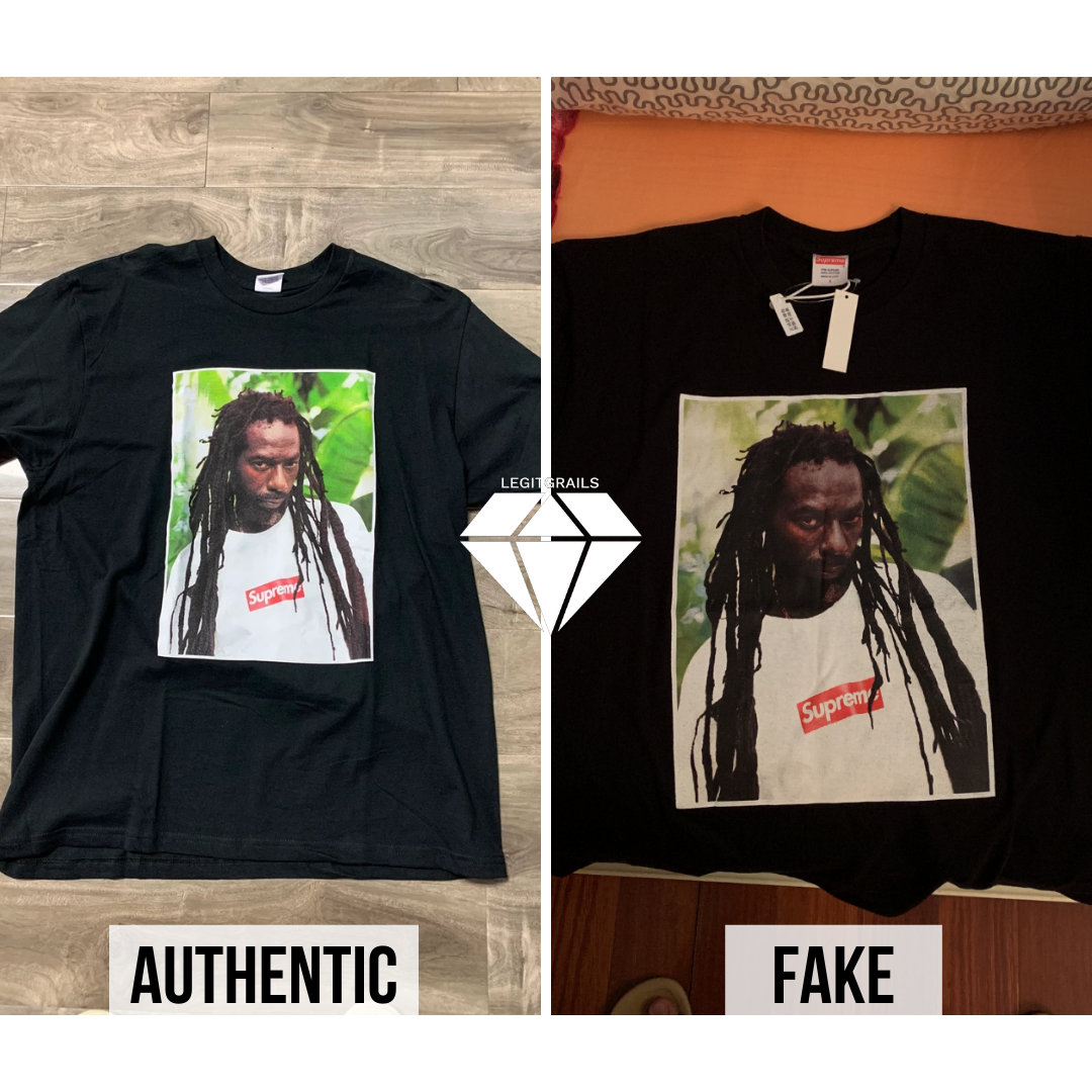 How To Spot Real Vs Fake Supreme Buju Banton Tee – LegitGrails