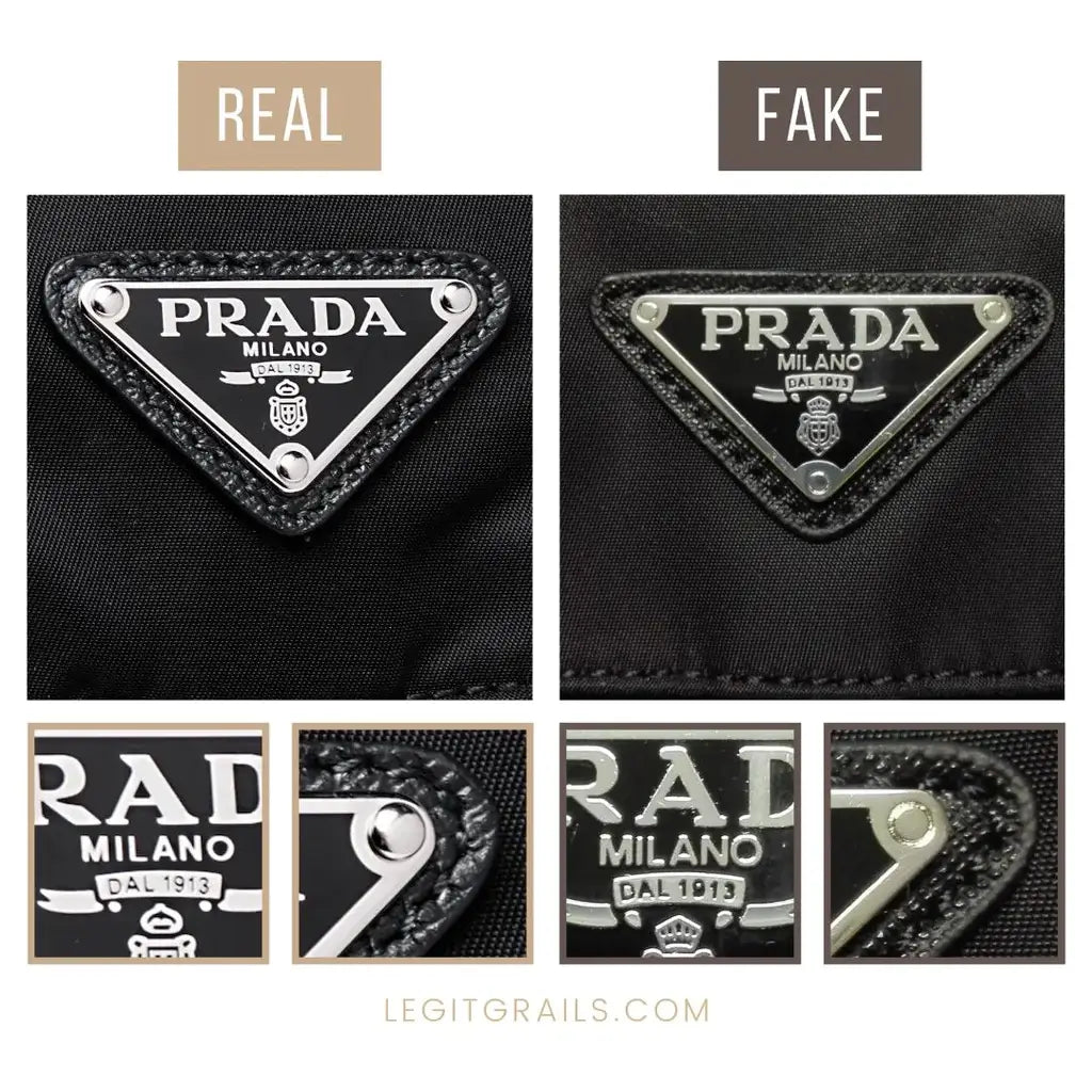 example of real vs fake Prada logo