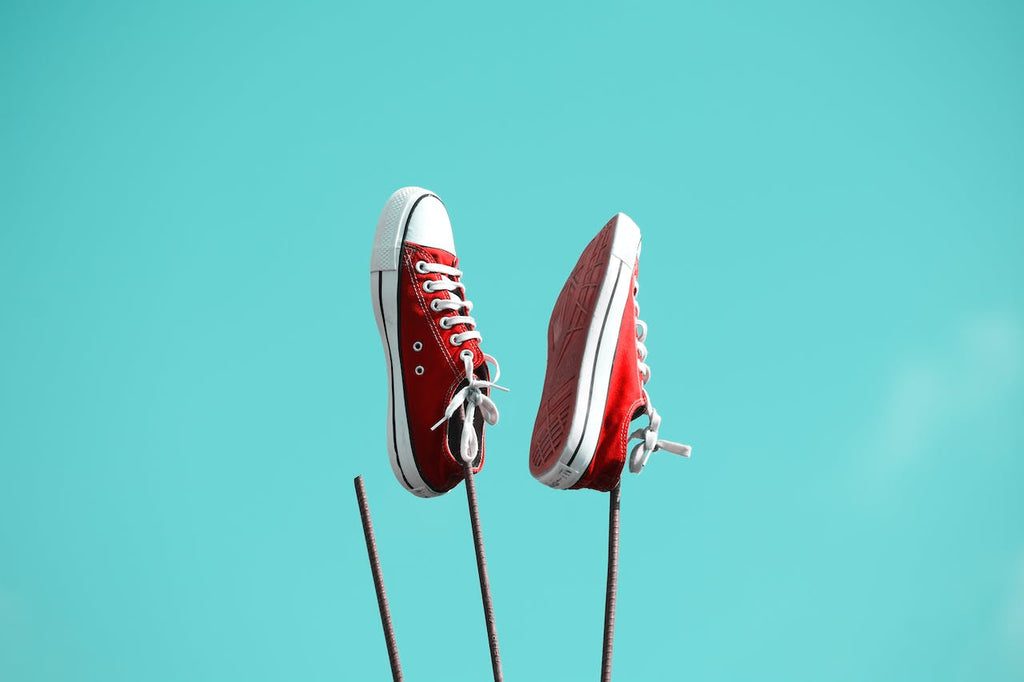 a pair of red sneakers