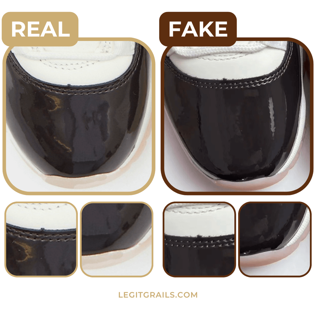 real vs. fake Jordan 11 toebox comparison