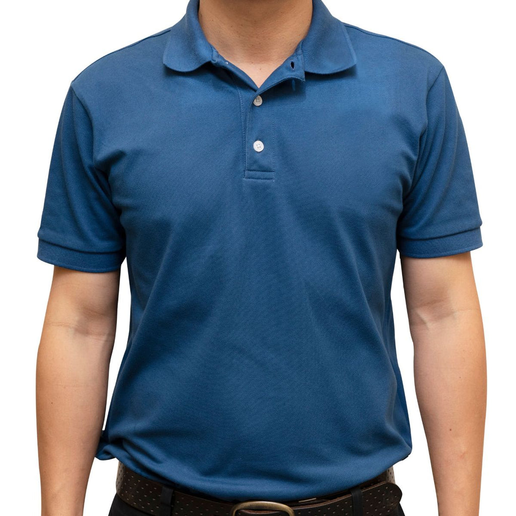 a man with a blue shirt