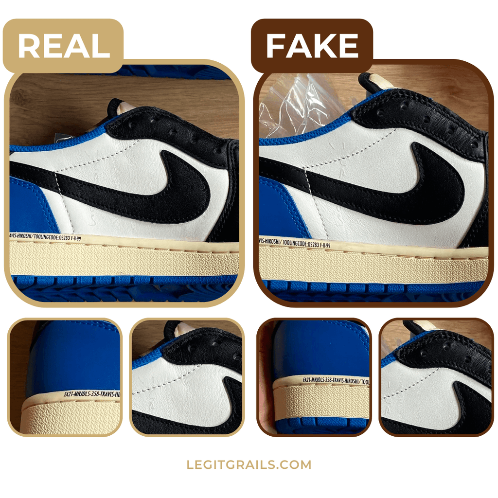 Real vs. Fake Travis Scott Fragment Jordan 1 Low LegitGrails