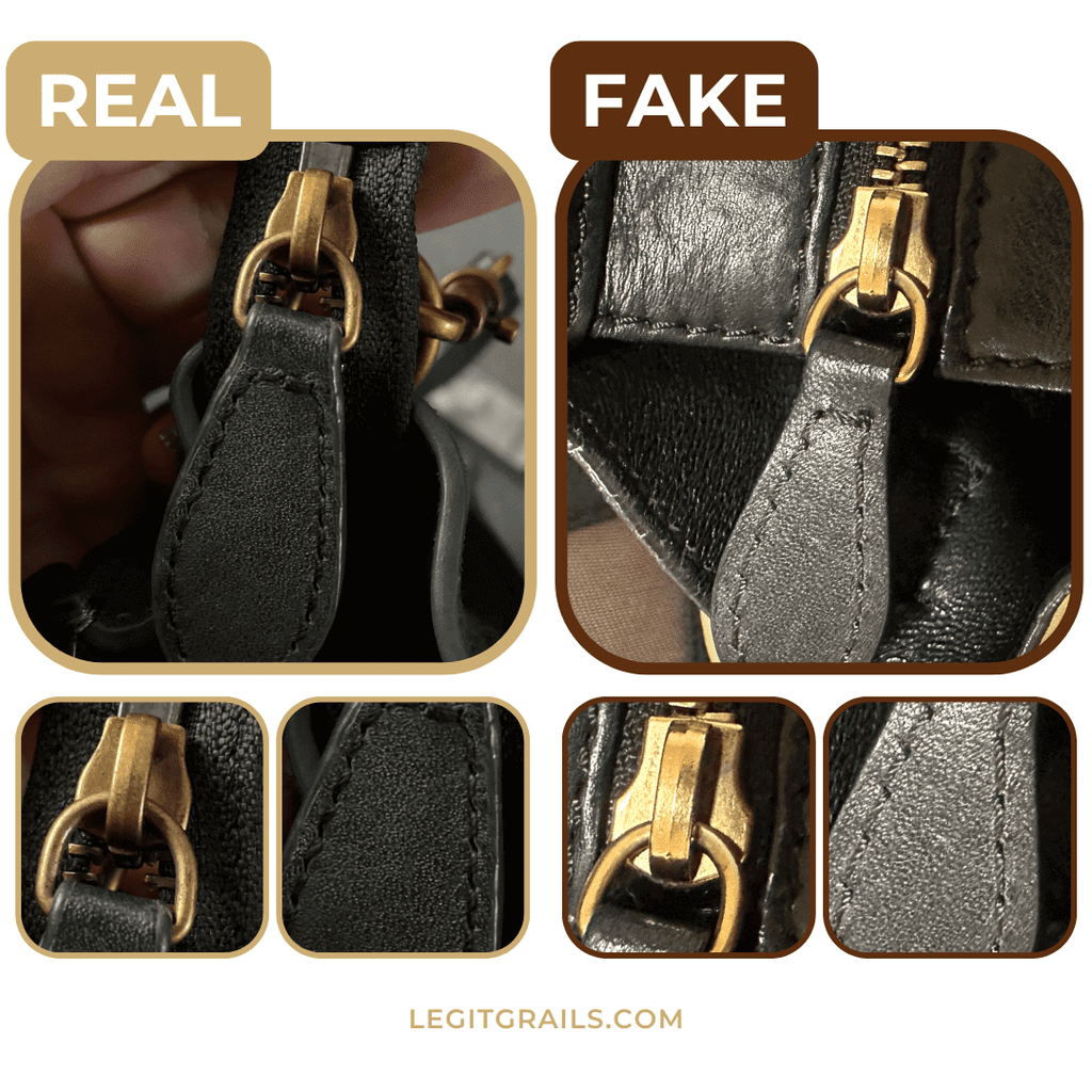 real vs fake Celine bag zippers