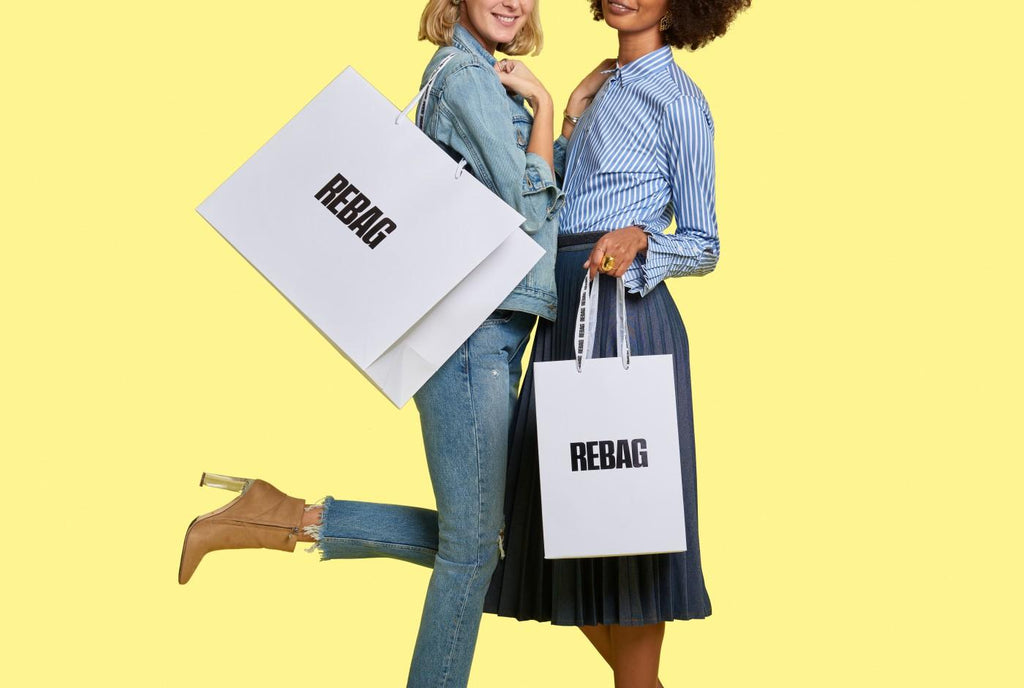 two women with shopping bags from Rebag