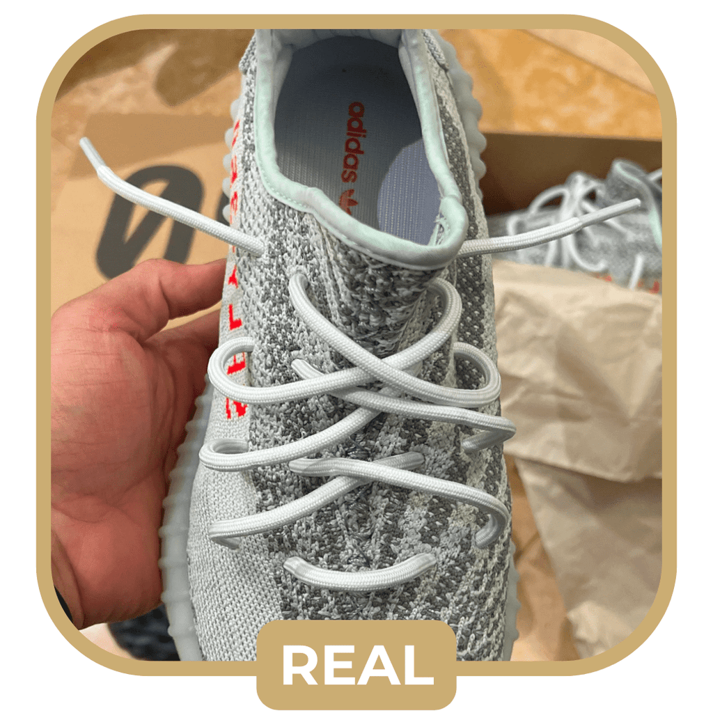 image of genuine Yeezy 350 Blue Tint shoelaces