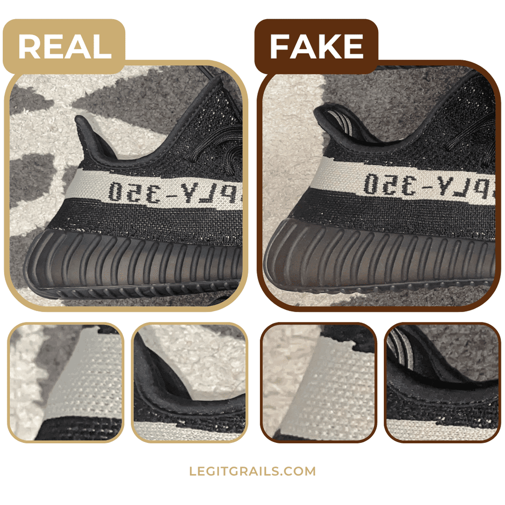 Yeezy 350 v2 Oreo real vs fake overall shape